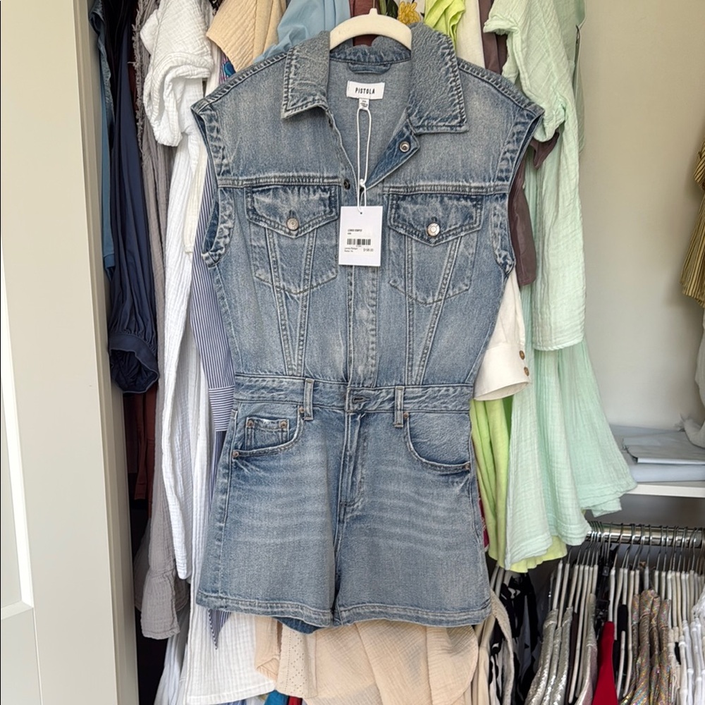 Pistola Light Blue Denim Romper